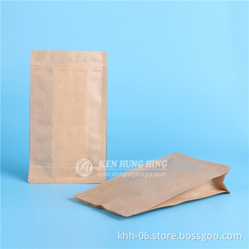 Stand up Zip Lock Kraft Paper Customize Quad Seal Cheap Paper Bag Printing for Food